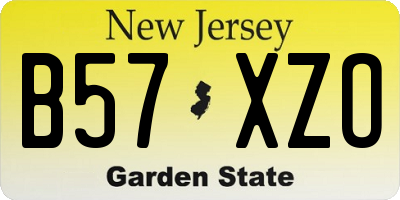 NJ license plate B57XZO