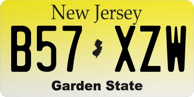 NJ license plate B57XZW