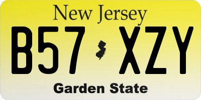 NJ license plate B57XZY