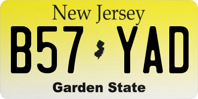 NJ license plate B57YAD