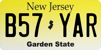 NJ license plate B57YAR