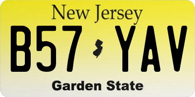 NJ license plate B57YAV