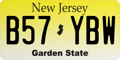 NJ license plate B57YBW