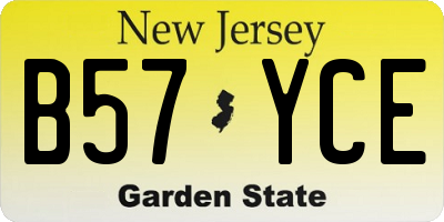 NJ license plate B57YCE