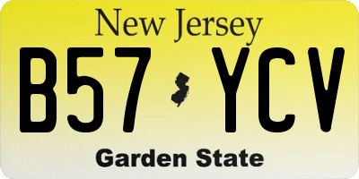 NJ license plate B57YCV