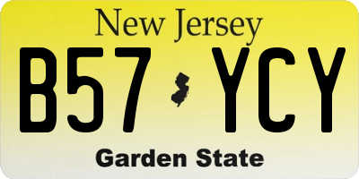 NJ license plate B57YCY