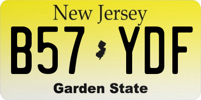 NJ license plate B57YDF