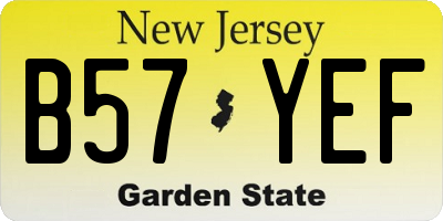 NJ license plate B57YEF