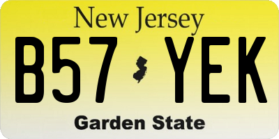 NJ license plate B57YEK