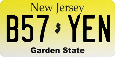 NJ license plate B57YEN