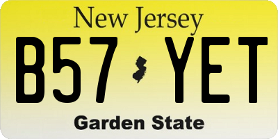 NJ license plate B57YET