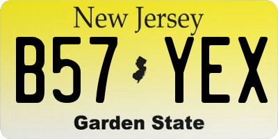 NJ license plate B57YEX