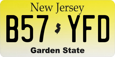 NJ license plate B57YFD