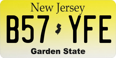 NJ license plate B57YFE