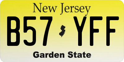 NJ license plate B57YFF