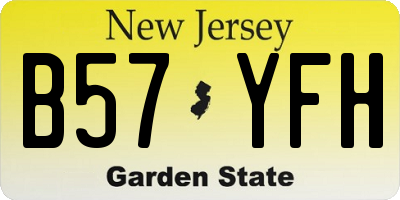 NJ license plate B57YFH