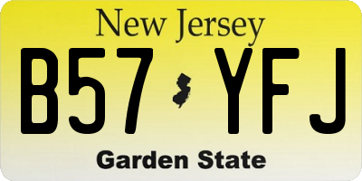 NJ license plate B57YFJ