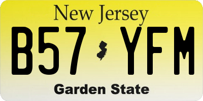 NJ license plate B57YFM
