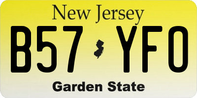 NJ license plate B57YFO