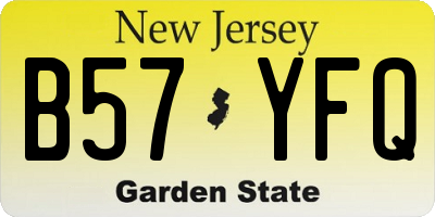 NJ license plate B57YFQ