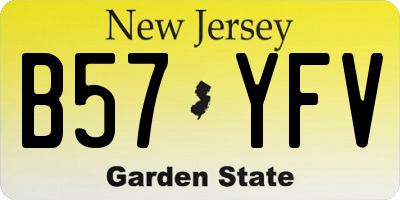 NJ license plate B57YFV