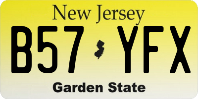 NJ license plate B57YFX
