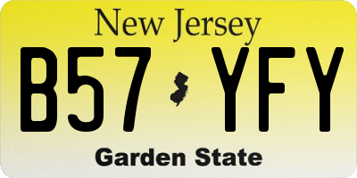 NJ license plate B57YFY