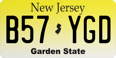 NJ license plate B57YGD