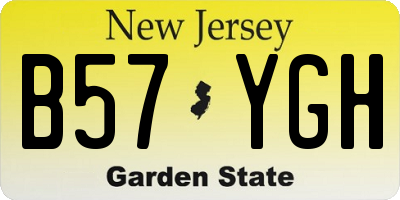 NJ license plate B57YGH