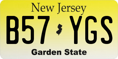 NJ license plate B57YGS