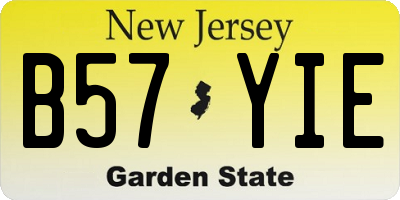 NJ license plate B57YIE