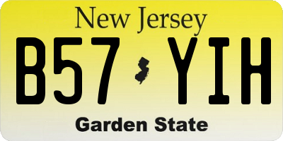 NJ license plate B57YIH