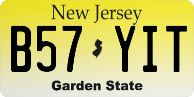 NJ license plate B57YIT
