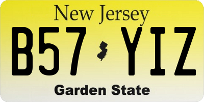 NJ license plate B57YIZ
