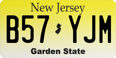 NJ license plate B57YJM