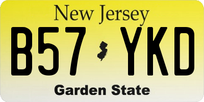 NJ license plate B57YKD