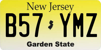 NJ license plate B57YMZ