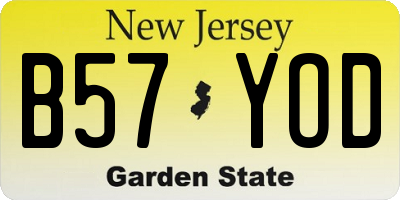 NJ license plate B57YOD