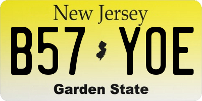 NJ license plate B57YOE