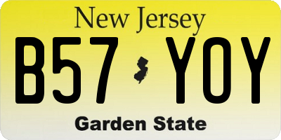 NJ license plate B57YOY