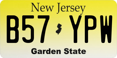 NJ license plate B57YPW