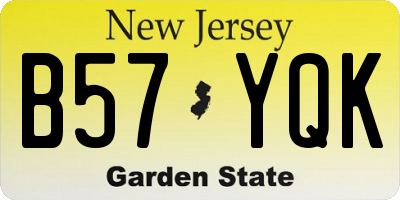 NJ license plate B57YQK