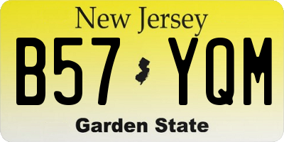NJ license plate B57YQM