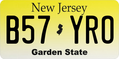 NJ license plate B57YRO
