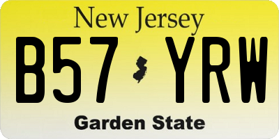 NJ license plate B57YRW