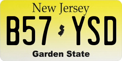 NJ license plate B57YSD