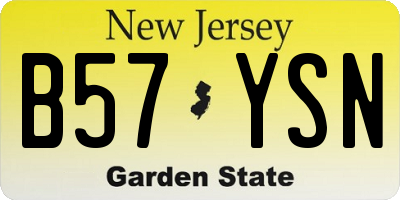 NJ license plate B57YSN