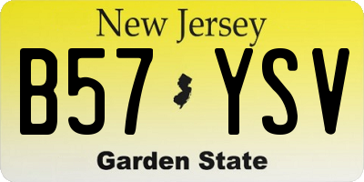 NJ license plate B57YSV