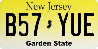 NJ license plate B57YUE