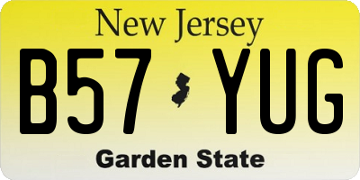 NJ license plate B57YUG